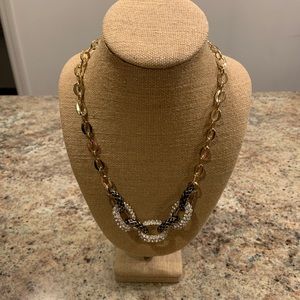 Vintage Bright Gold/Rhinestone Necklace